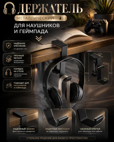 Держатель для наушников и геймпадов - кронштейн для хранения