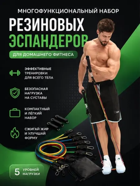 Многофункциональный комплект резиновых эспандеров для домашнего фитнеса
