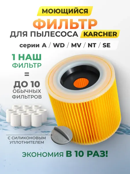 Karcher Фильтр для пылесоса wd 3, wd 3 premium многоразовый
