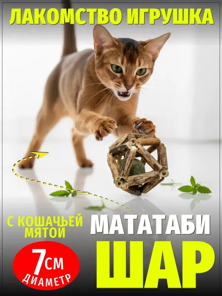 ЗООГЕНИЙ Игрушка для кошек мататаби мяч антистресс 7 см