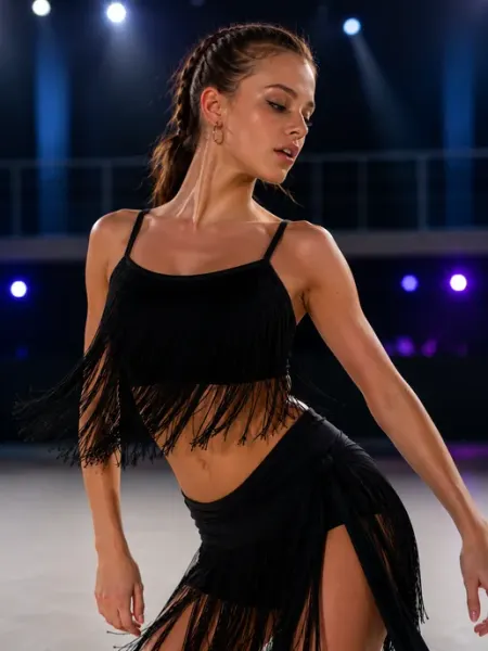Chersa Топ для танцев "Латина" с яркой бахромой, на бретелях