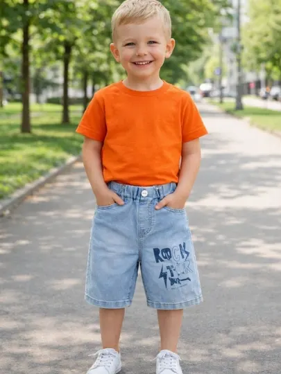Шорты детские для мальчика, джинсовые шорты, х/б деним, 4-8лет