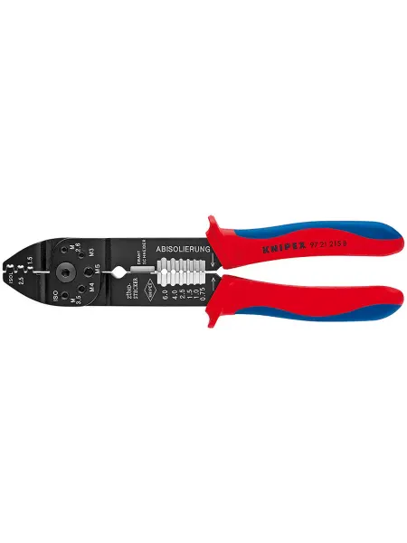 Knipex Пресс-клещи, 3 гнезда, штекеры открытые KN-9721215B