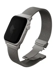 Ремешок UNIQ для Apple Watch 42 41 40 мм Dante PRO, плетеный из нержавеющей стали с регулировкой длины, серебристый титан