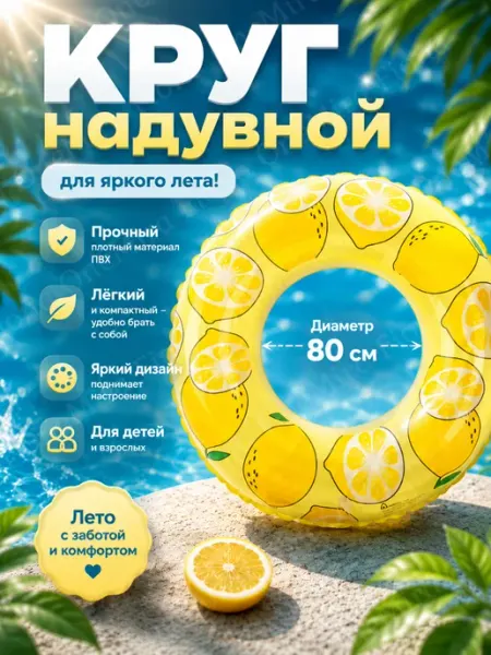 Круг для плавания надувной Лимон 80см
