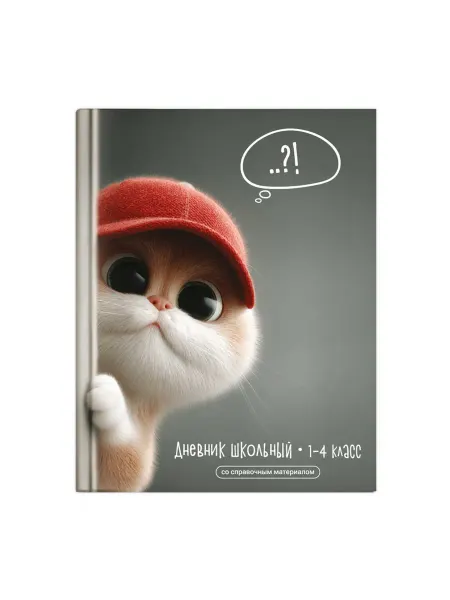 Феникс+ Дневник 1-4 КОТ В КЕПКЕ тиснение цв фольгой 72722
