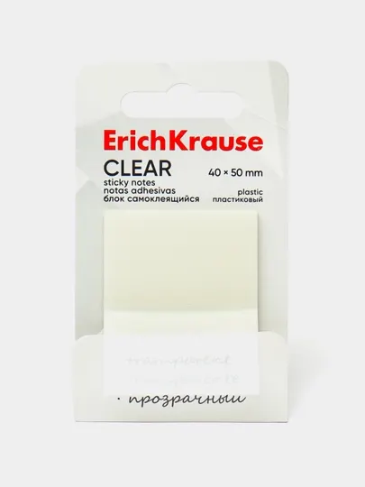 Блок самоклеящийся пластиковый ErichKrause Clear, 40 * 50 мм, 50 листов, прозрачный 61698
