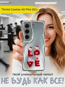 Противоударный чехол с волнами для Tecno Camon 40 Pro (5G) прозрачный, с принтом