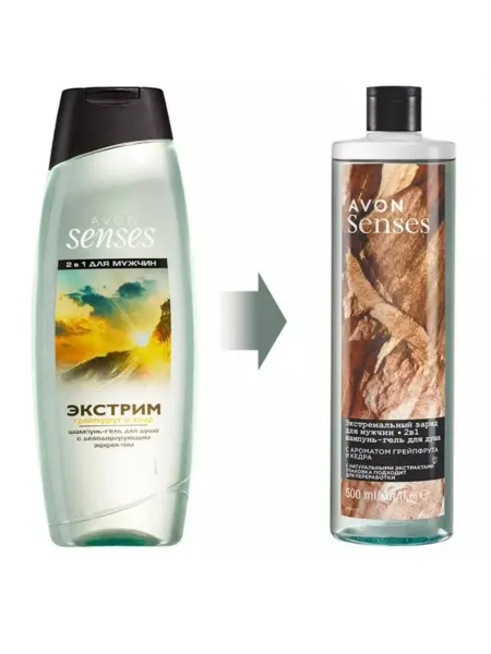 AVON Мужской гель для душа 2в1 для тела и волос 500мл