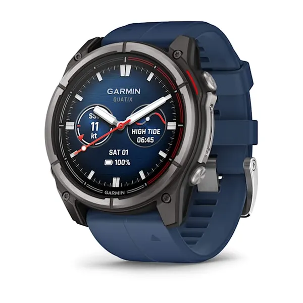 Умные часы Garmin Quatix 8 51mm Amoled Sapphire Titamium Bezel With Captain Blue Silicone Band 010-02905-90