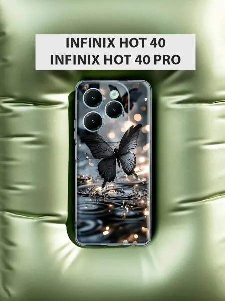 Infinix Чехол на Hot 40 Hot 40 Pro Чёрные бабочки