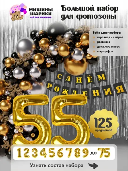 Мишины Шарики Шарики воздушные набор на 55 лет фотозона