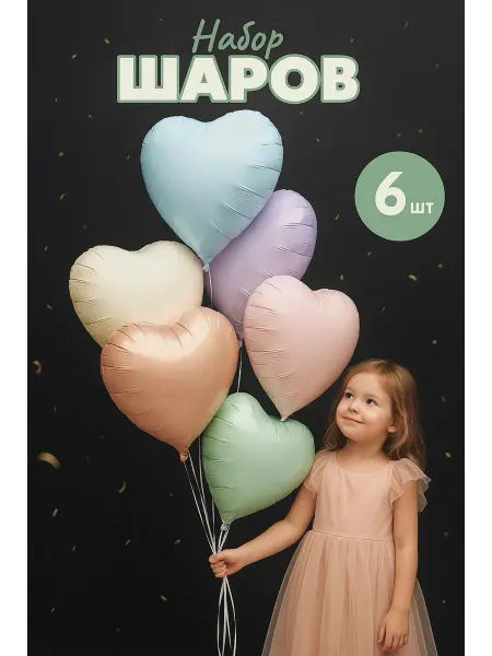 ХочуШар Воздушные шары сердце 6шт
