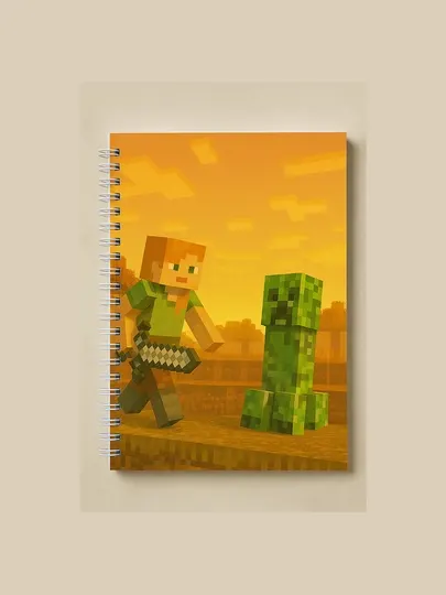 Блокнот Майнкрафт, Minecraft, А5, 40 страниц, на пружинке, тетрадь, геймерский, школьный.