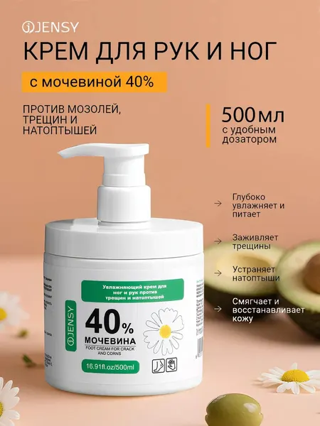 Крем для ног и рук против трещин и натоптышей мочевиной 40%