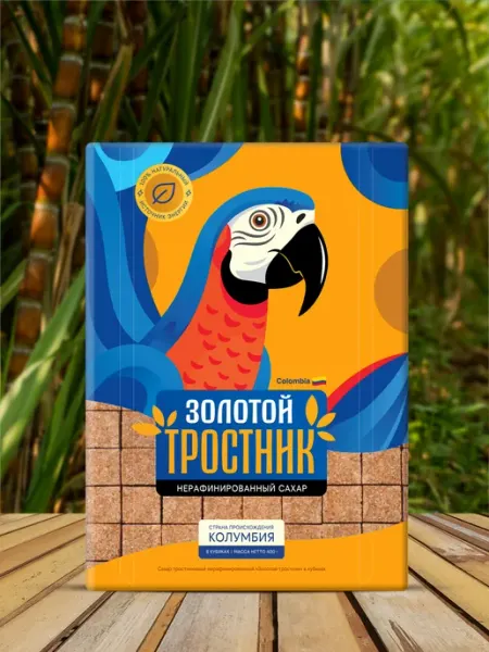 Золотой Тростник Сахар тростниковый нерафинированный в кубиках 400 г