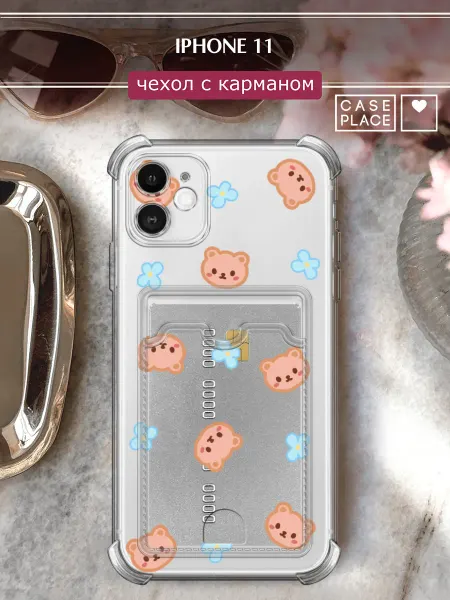 Case Place Чехол на iPhone 11 с картхолдером мишка