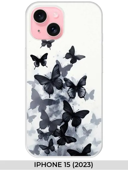 NOOTO Чехол на iPhone 15 (2023) (для Айфон 15) с бабочками