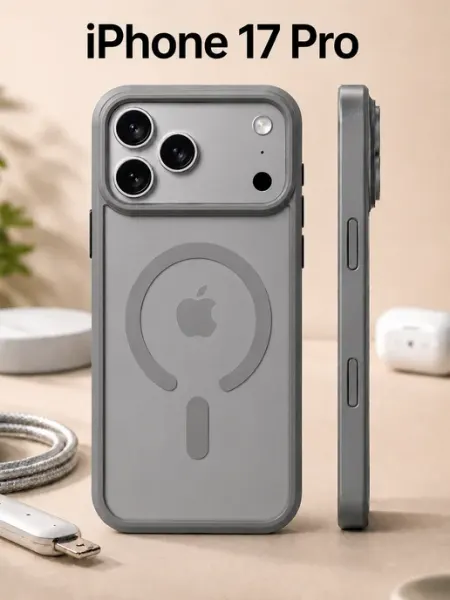 Apple Чехол на iPhone 17 Pro MagSafe серый с магнитом