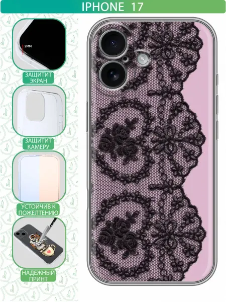 InThisCase Чехол на Iphone 17 с принтом Кружево розовое