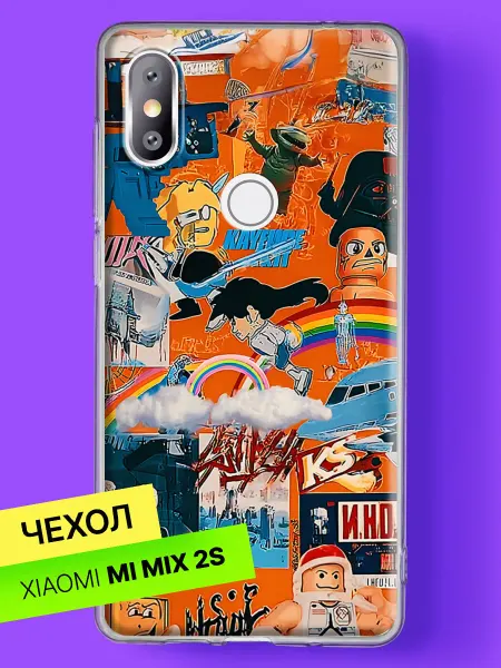 Xiaomi Чехол на Mi Mix 2S Яркий коллаж из кубических героев