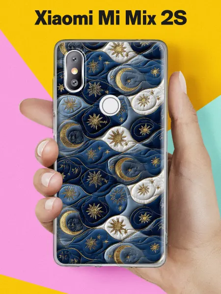 Xiaomi Чехол на Mi Mix 2S с принтом Золотые звёзды и луны