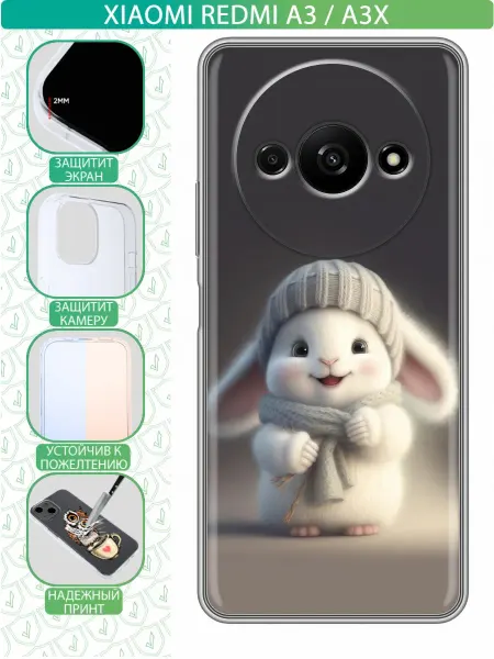 InThisCase Чехол на Xiaomi RedMi A3 с принтом Зайчик