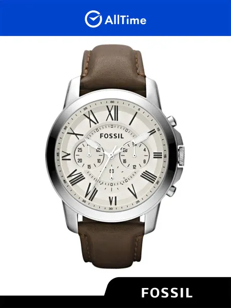 Fossil Часы наручные кварцевые спортивные серебряные металлические