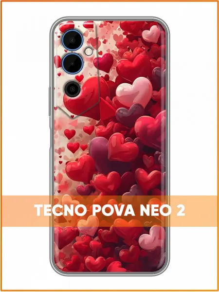 Case Face Чехол на Tecno Pova Neo 2 с принтом Сердечки
