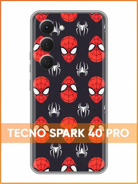 Case Face Чехол на Tecno Spark 40 Pro с принтом Человек паук голова
