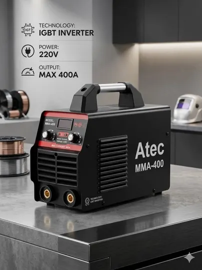 Инверторный сварочный аппарат ATEC 400, мощный и профессиональный, для пластиковых