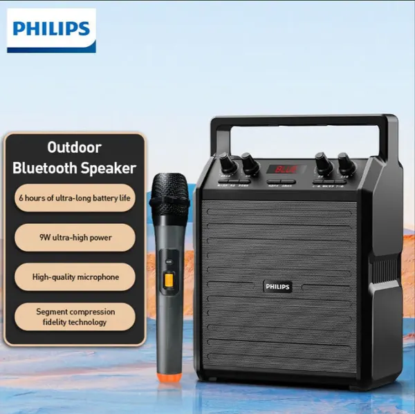 Портативная аудиосистема Philips SD50X, Bluetooth, сабвуфер, с беспроводным микрофоном, Bluetooth, вход аудио mini jack 3.5 mm, USB Type-C, черный