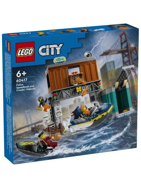 LEGO Конструктор 60417 Полицейский катер и убежище преступников