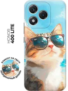Силиконовый чехол на Honor 400 Lite с принтом "Котик в очках"