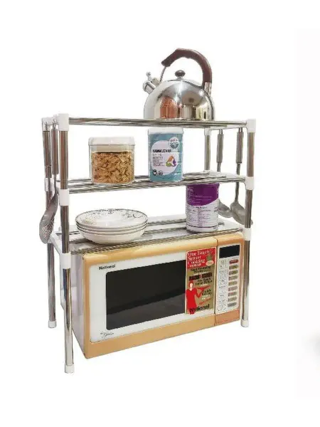 HomeDecor Полка для микроволновки двухъярусная металлическая
