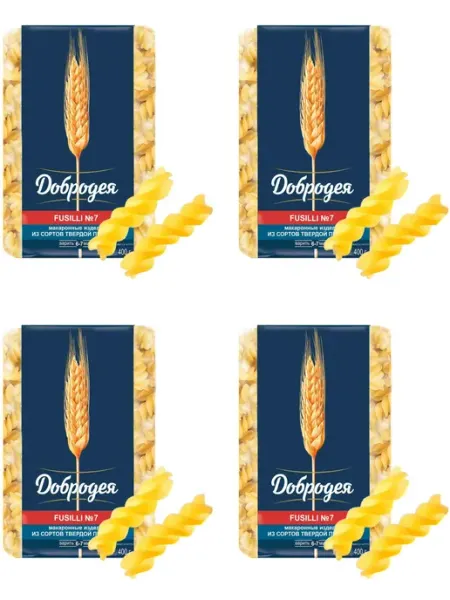 Добродея Макаронные изделия Fusilli N7 Спираль, 400 г, 4уп