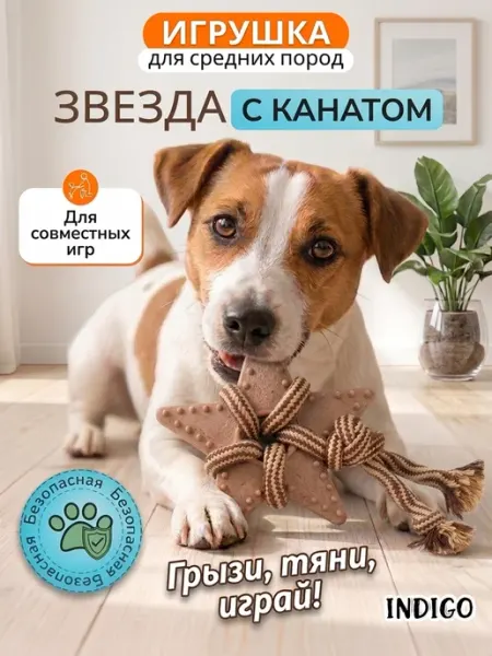 Indigo Игрушка для собак звезда с канатом