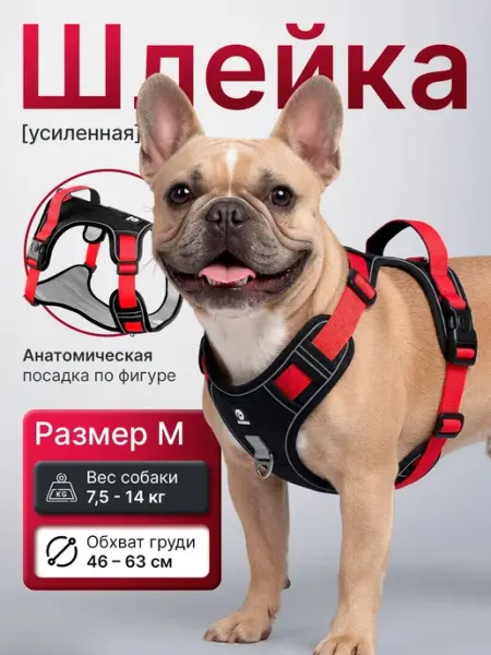Шлейка усиленная M для выгула средних пород собак