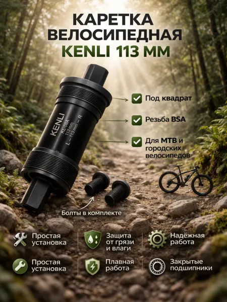 VeloParts Каретка велосипедная, 113мм