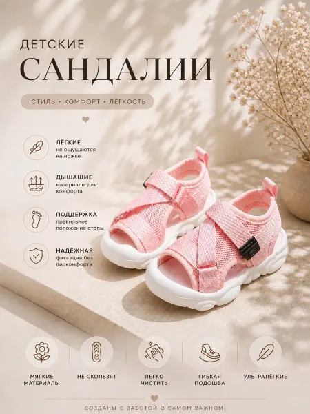 HAPPYGO MAMS Сандалии детские летние на липучке