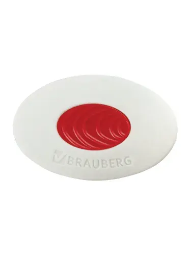 Ластик канцелярский Brauberg Oval Pro, 40х26х8 мм, овальный, красный