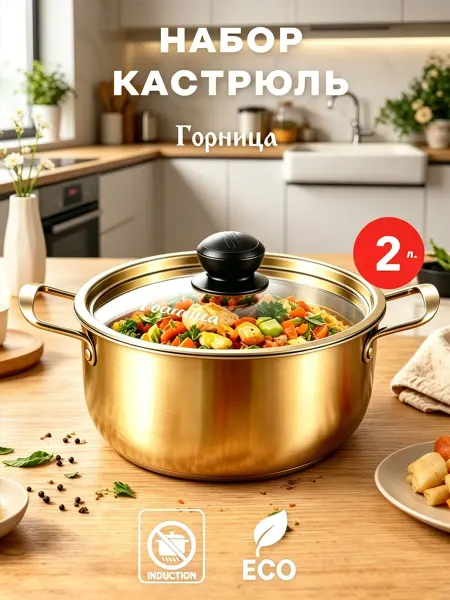 Кастрюля 2л из нержавеющей стали 18см
