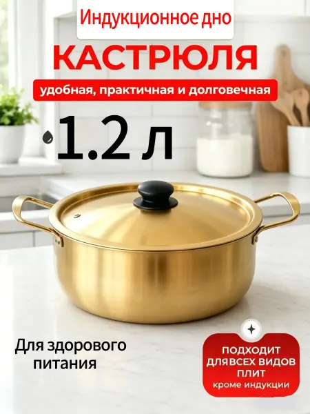 Кастрюля для дачи из нержавейки 20 см с крышкой