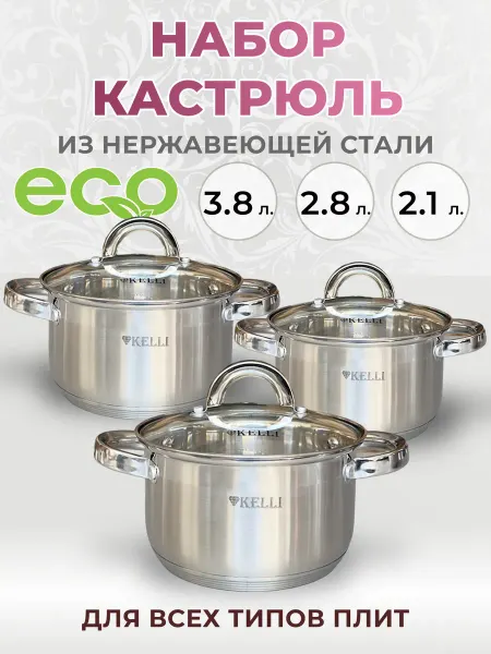 ТЕХНО-ВИЛКА Набор кастрюль с крышками