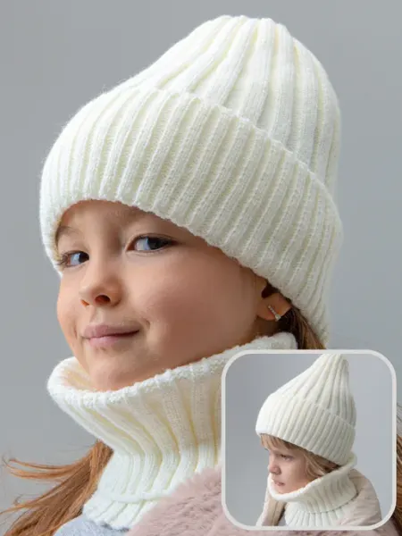 MEVIAR Kids Комплект шапка и снуд зимний детский вязаный