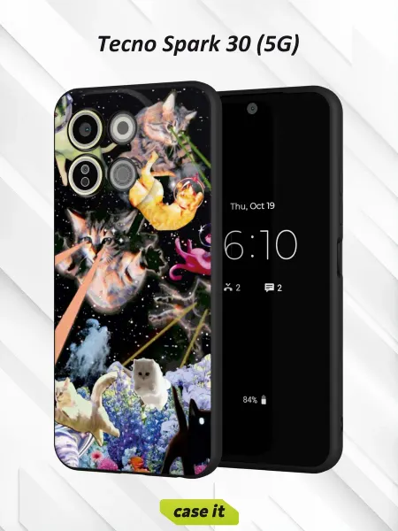 Case it Чехол на Tecno Spark 30 5Gс принтом Космические коты