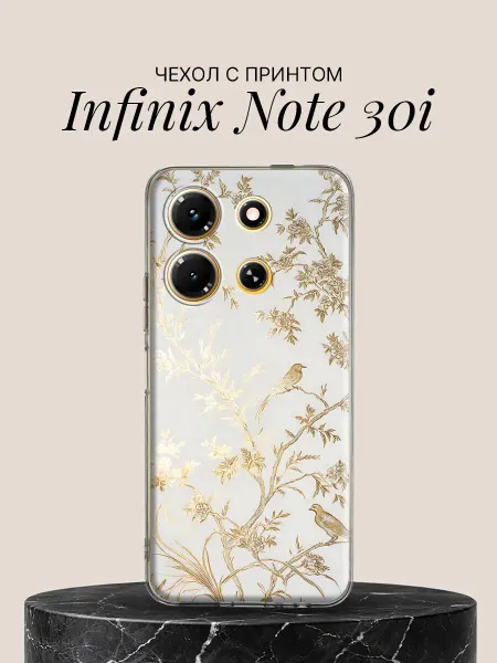 Infinix Чехол на Note 30i с принтом Птички на золотых ветвях