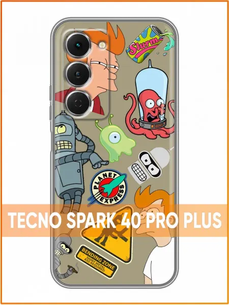 Case Face Чехол на Tecno Spark 40 Pro Plus с принтом Футурама