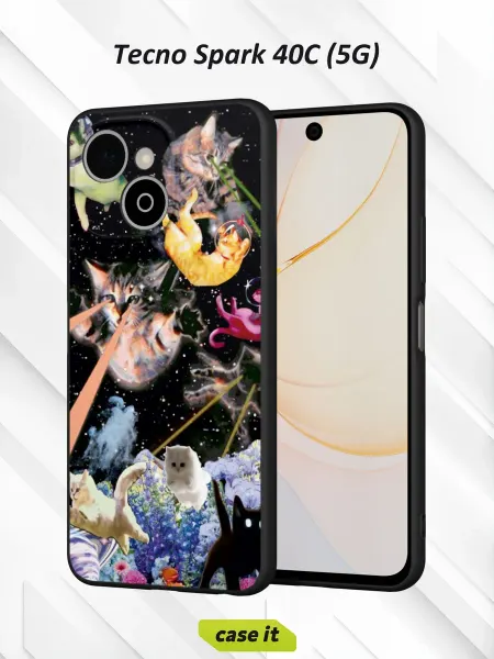 Case it Чехол на Tecno Spark 40C (5G)с принтом Космические коты