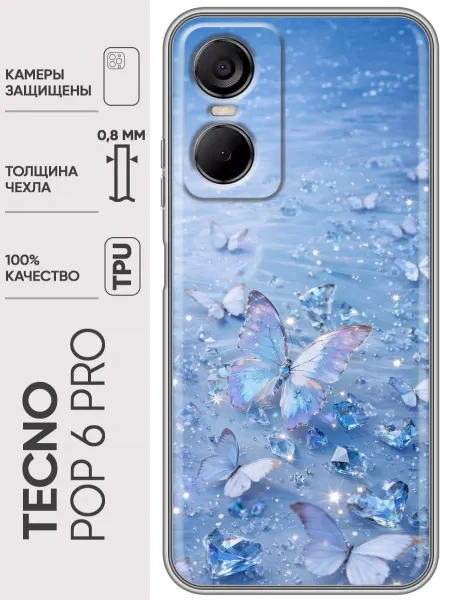 Trendmall Чехол на Tecno Pop 6 Pro бабочки женский